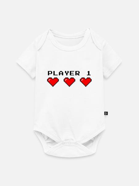 Player 1 in black - Baby Premium Kurzarmbody - Weiß