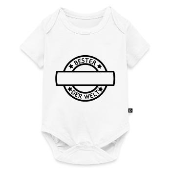 Stempel Beste ... Der Welt - Text selbst schreiben - Baby Premium Kurzarmbody - Weiß - Vorne