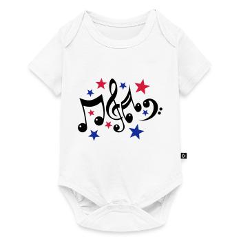 Noten und Sterne 3c - Baby Premium Kurzarmbody - Weiß - Vorne
