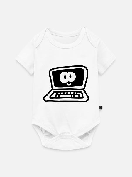 laptop - line - Baby Premium Kurzarmbody - Weiß