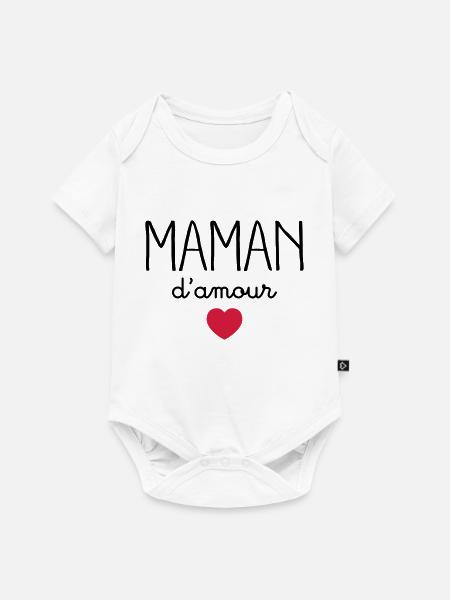 Maman D'Amour - Body à manches courtes Premium Bébé - blanc