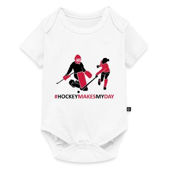Hockey goalie and player - Baby Premium short-sleeve bodysuit - white - Front