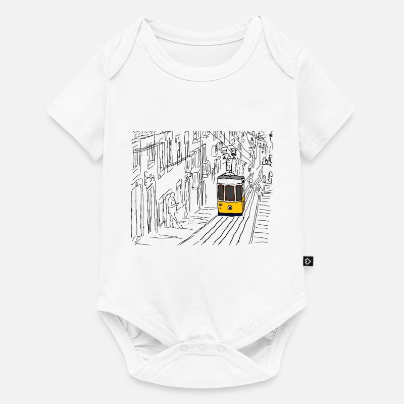 Tram de Lisbonne - Body à manches courtes Premium Bébé - blanc