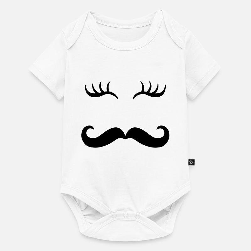 Moustache et cils - Body à manches courtes Premium Bébé - blanc