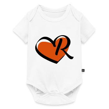 Lettre R dans le coeur - Body à manches courtes Premium Bébé - blanc - Devant