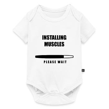 Fitnessstudio Gym Training Bodybuilding - Baby Premium Kurzarmbody - Weiß - Vorne
