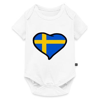 Drapeau du cœur de la Suède - Body à manches courtes Premium Bébé - blanc - Devant