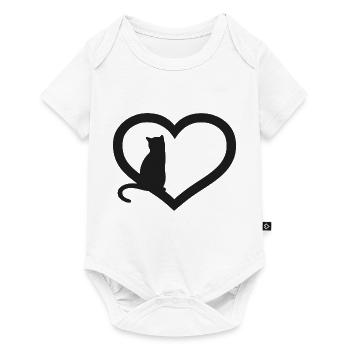 Cat silhouette with a heart - Baby Premium short-sleeve bodysuit - white - Front