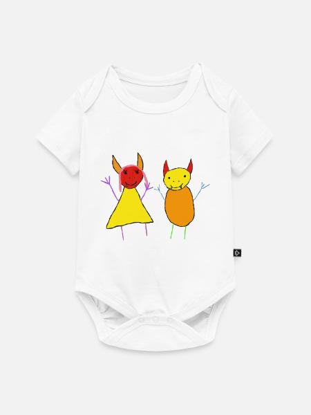 Teufel Paar - Devil Bunt - Monster - Baby Premium Kurzarmbody - Weiß