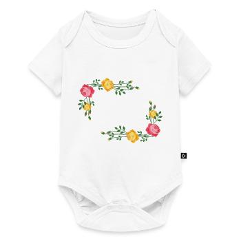 Cadre de couronne de fleurs - Body à manches courtes Premium Bébé - blanc - Devant