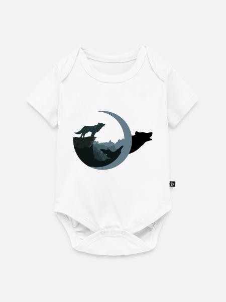 Wolf am Mondschein - Baby Premium Kurzarmbody - Weiß