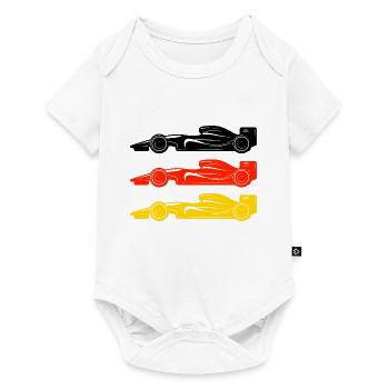 Formula Racing Rennwagen Flagge Deutschland - Baby Premium Kurzarmbody - Weiß - Vorne