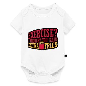 Exercise Extra Fries Zitat - Baby Premium Kurzarmbody - Weiß - Vorne