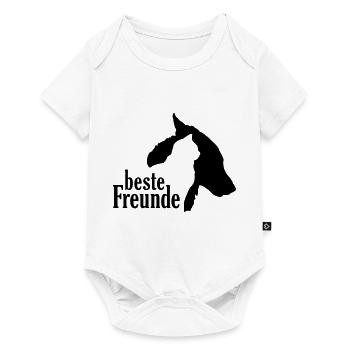 Hund Katze beste Freunde treuer Begleiter Gefährte - Baby Premium Kurzarmbody - Weiß - Vorne
