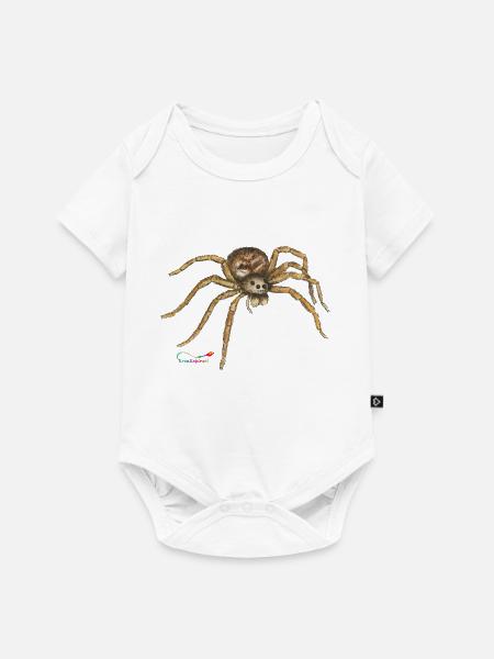 Wolfsspinne, ein heimische Spinne - Baby Premium Kurzarmbody - Weiß