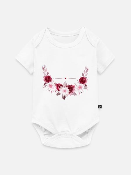 Personalisierte Blumenkrone - Baby Premium Kurzarmbody - Weiß