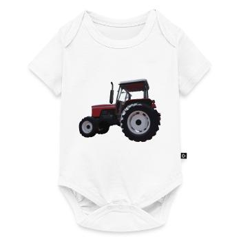 Roter Traktor Illustration Kinder Geschenkidee - Baby Premium Kurzarmbody - Weiß - Vorne