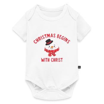 Christmas Begins With Christ bonhomme de neige - Body à manches courtes Premium Bébé - blanc - Devant