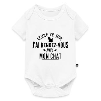 j ai rendez vous avec mon chat / humour chat - Body à manches courtes Premium Bébé - blanc - Devant