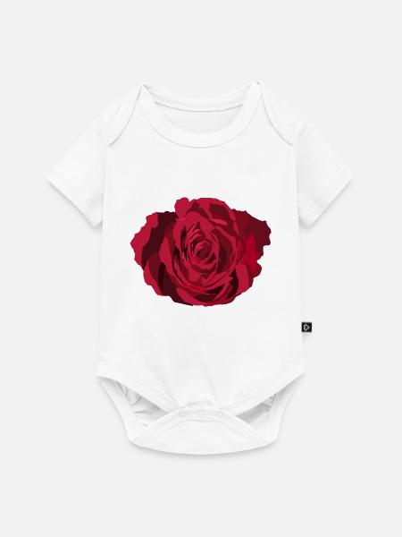 Rote Rose - Baby Premium Kurzarmbody - Weiß