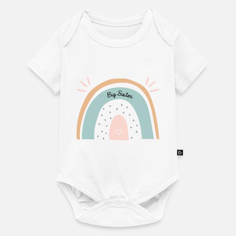 Große Schwester Regenbogen - Baby Premium Kurzarmbody - Weiß
