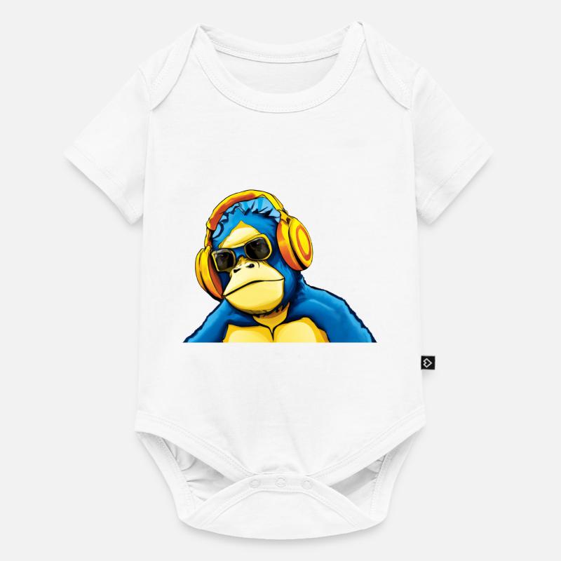 Monkey Dj - Body à manches courtes Premium Bébé - blanc