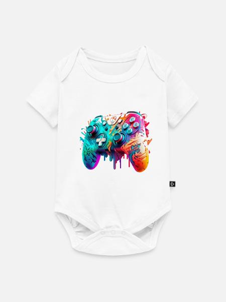 Neon Gaming Controller / Kontroller - Baby Premium Kurzarmbody - Weiß