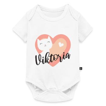 Viktoria Name Vorname Kätzchen - Baby Premium Kurzarmbody - Weiß - Vorne