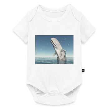 Emerging sperm whale and seagulls - Baby Premium short-sleeve bodysuit - white - Front