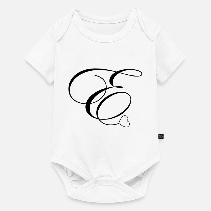 Lettre e calligraphie cœur - Body à manches courtes Premium Bébé - blanc