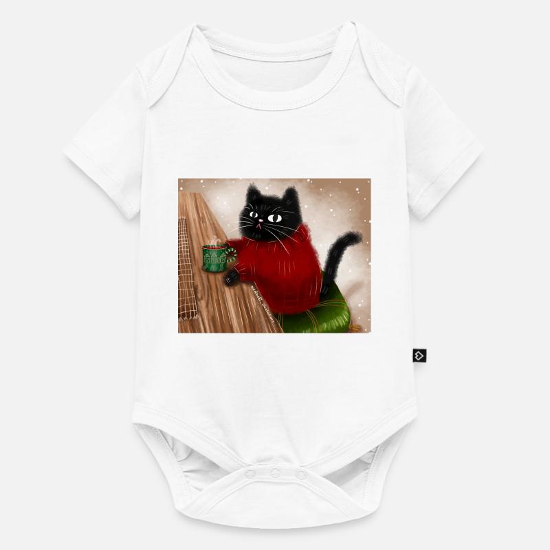 Katze im Pullover - Baby Premium Kurzarmbody - Weiß