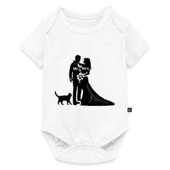Newlyweds with cat wedding marry bachelor - Baby Premium short-sleeve bodysuit - white - Front