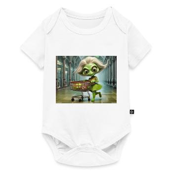 cute little green retro vintage alien everyday - Baby Premium short-sleeve bodysuit - white - Front