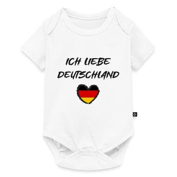 Ich liebe Deutschland Herz Flagge - Baby Premium Kurzarmbody - Weiß - Vorne