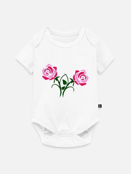 rosen - Baby Premium Kurzarmbody - Weiß