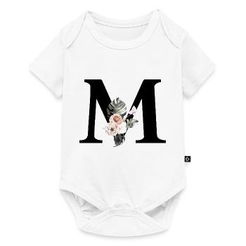 Tropical Floral Letter M - Baby Premium short-sleeve bodysuit - white - Front