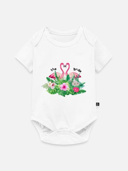 Der Flanschflamingo tropisch - Baby Premium Kurzarmbody - Weiß