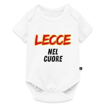 Lecce Jaune Rouge dans le Cœur - Body à manches courtes Premium Bébé - blanc - Devant