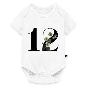 Numéro 12 floral vert -12e anniversaire floral - Body à manches courtes Premium Bébé - blanc - Devant