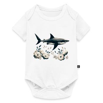 Hai mit Blumen - Baby Premium Kurzarmbody - Weiß - Vorne