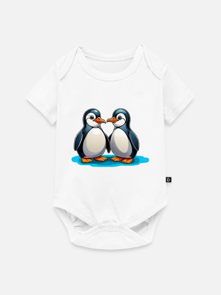 Zwei Pinguine - Baby Premium Kurzarmbody - Weiß