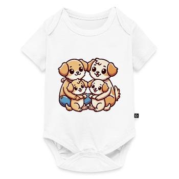 Famille Chien Mère Et Père Avec Deux Enfants - Body à manches courtes Premium Bébé - blanc - Devant