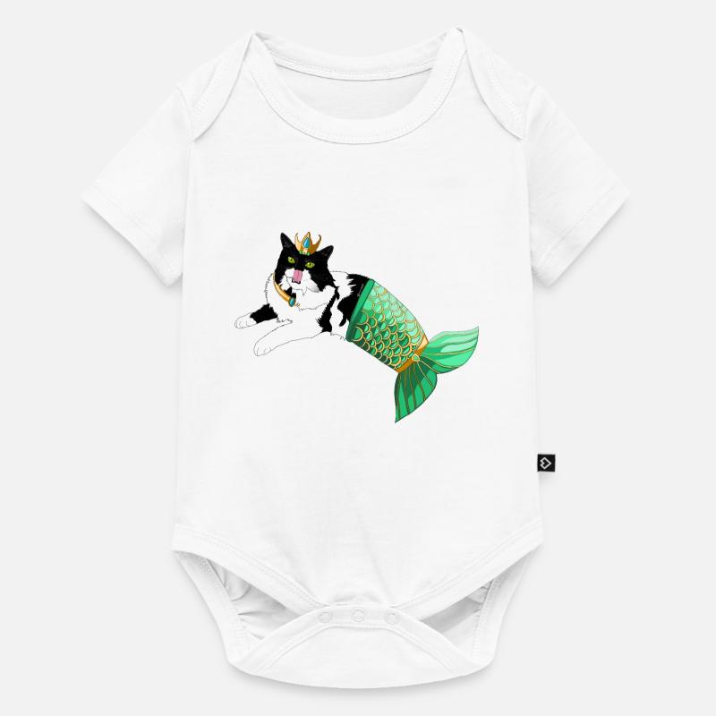 Chat sirène noir et blanc - Body à manches courtes Premium Bébé - blanc