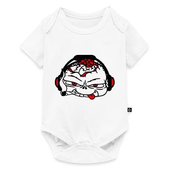 Cool DJ Zombie Undead Horror Halloween Party Head - Baby Premium short-sleeve bodysuit - white - Front