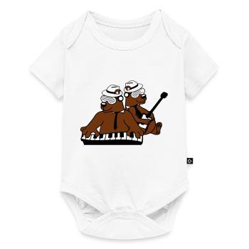 2 Bear Brown Bear Keyboard Piano Guitar Band Team - Baby Premium short-sleeve bodysuit - white - Front
