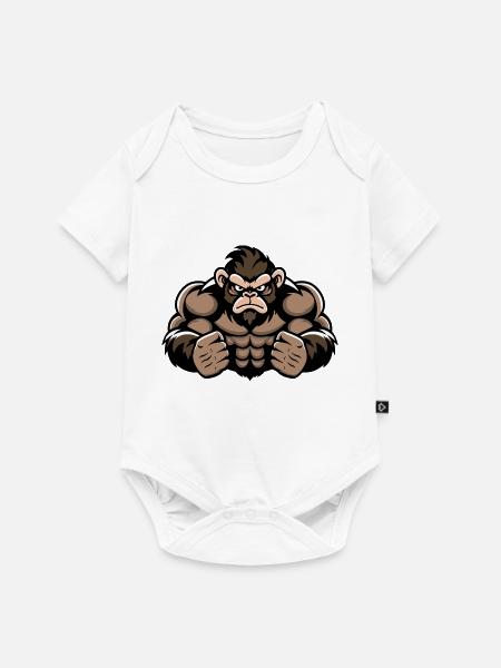 Affe Monkey Fitness - Baby Premium Kurzarmbody - Weiß