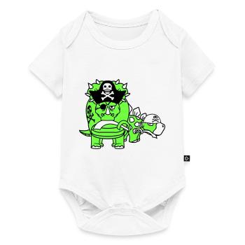 Triceratops Stegosaurus 2 Dinosaure Pirate Dino - Body à manches courtes Premium Bébé - blanc - Devant