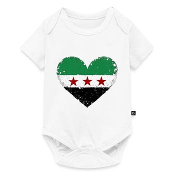 Syrien Flagge in Herz Flaggenherz - Baby Premium Kurzarmbody - Weiß - Vorne