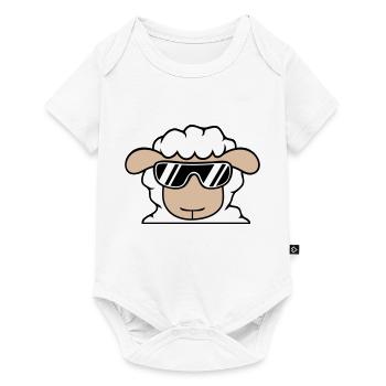 Mouton Lunettes de soleil Fête Cool DJ tête Visage Mignon - Body à manches courtes Premium Bébé - blanc - Devant
