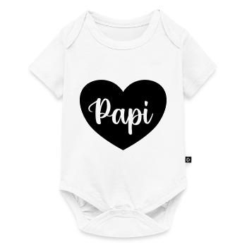 Papa Papi Vater Tochter Sohn Vatertag Männer Shirt - Baby Premium Kurzarmbody - Weiß - Vorne